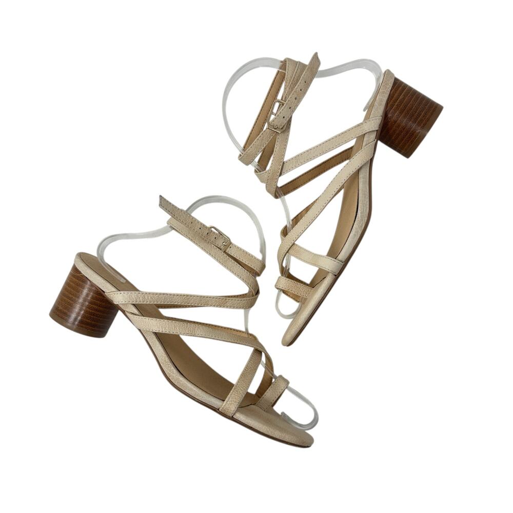 Anthropologie Quinn Strappy‎ Heels Lace-Up Sandals Shoes Beige Tan Size 7.5 - Picture 2 of 15